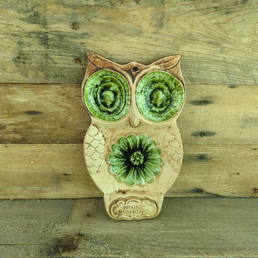 Vintage Treasure Craft Mount Rushmore Owl Plate / Wall Décor